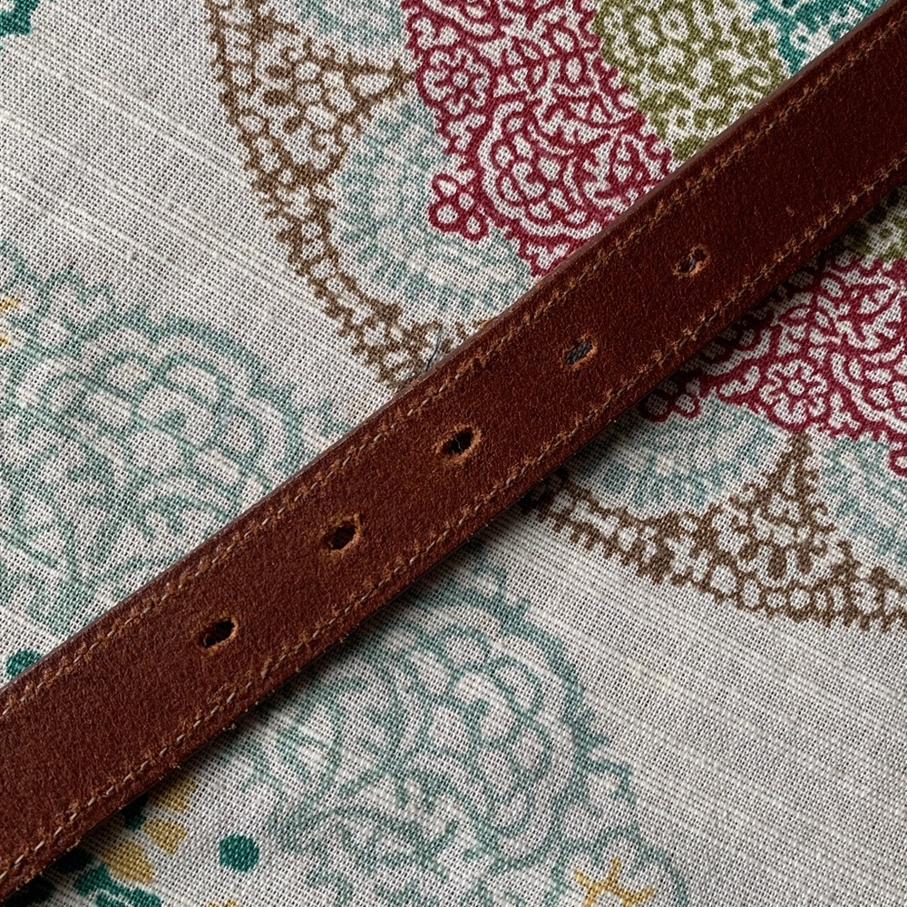 Brown Leather Western-Style Belt with Decorative Silver Hardware - Picture 13 of 15